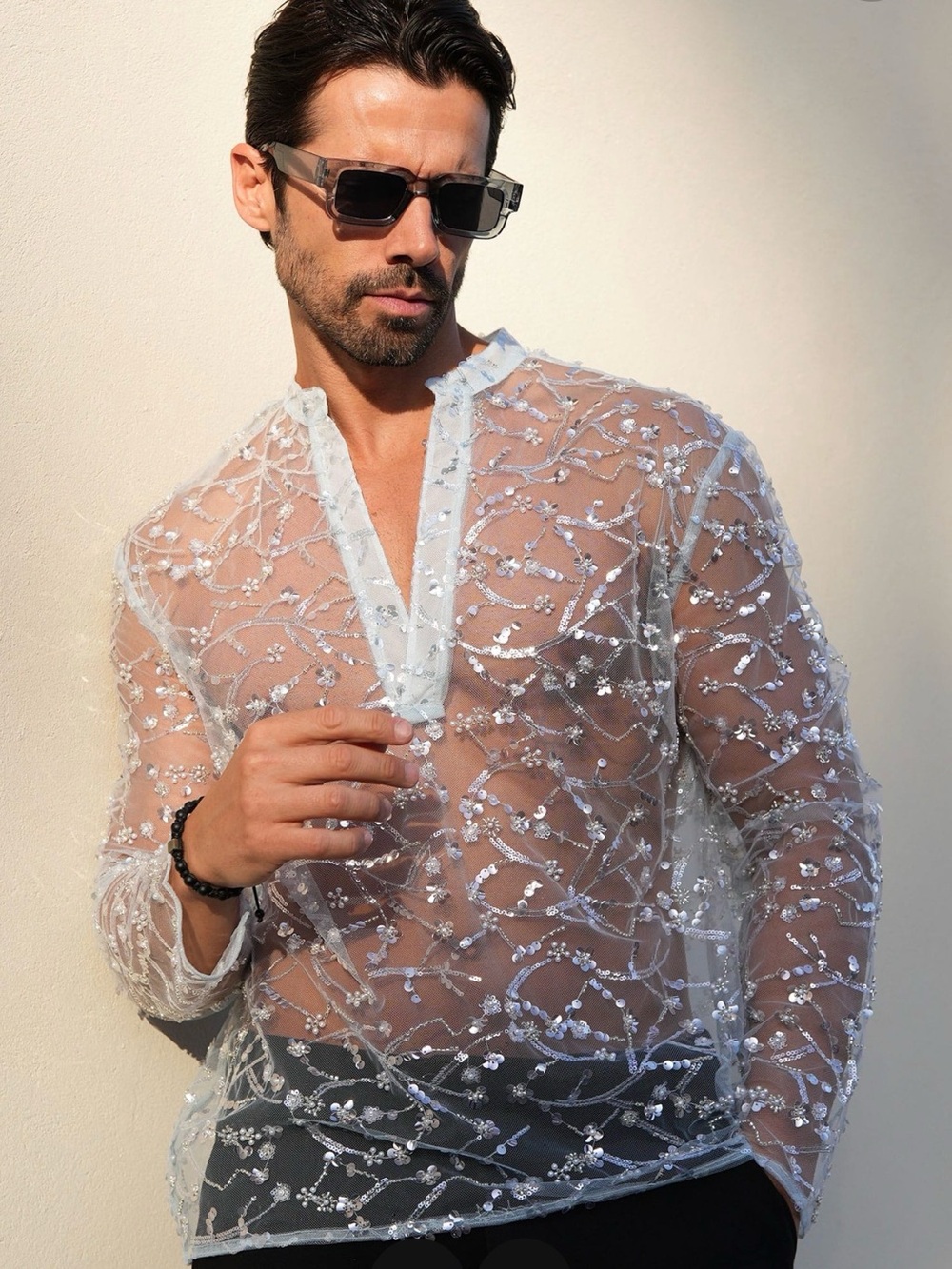 🆕 Men’s Barabas Krabi Sheer Long Sleeve Shirt Size XS Completely Sold Out!!